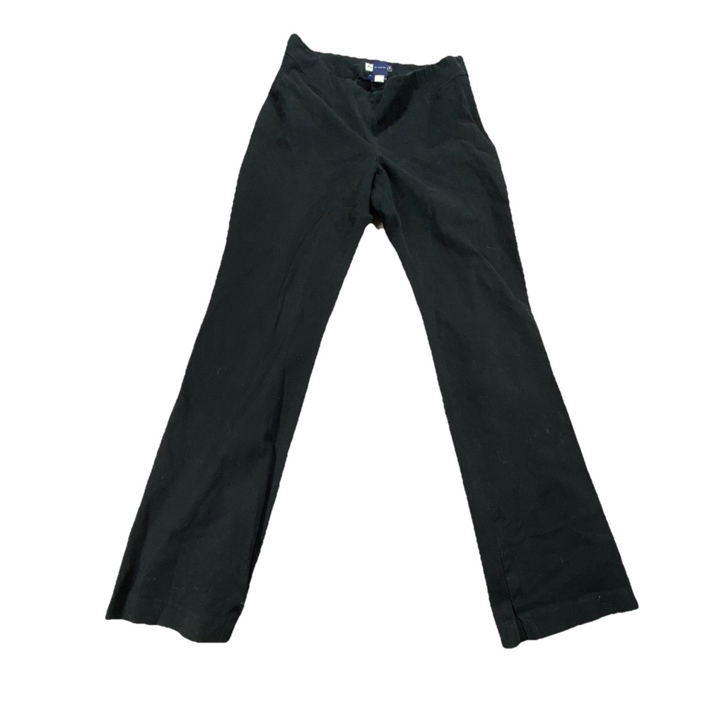 Vintage Gap Pants Women 2R Black Cotton Blend Stretch Slit Hem Flare Leg Pull On